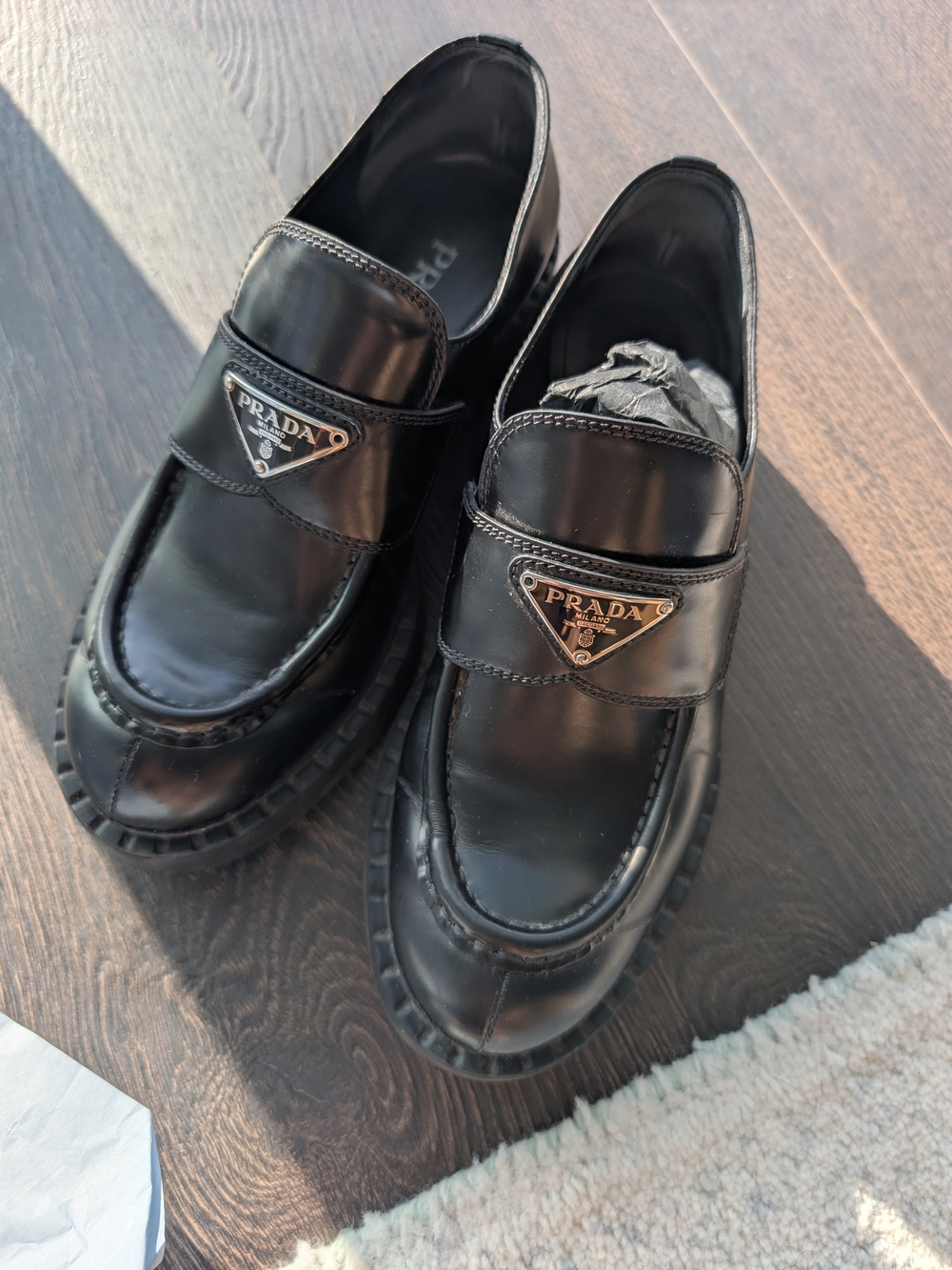 Authentic Prada Black Leather Loafers